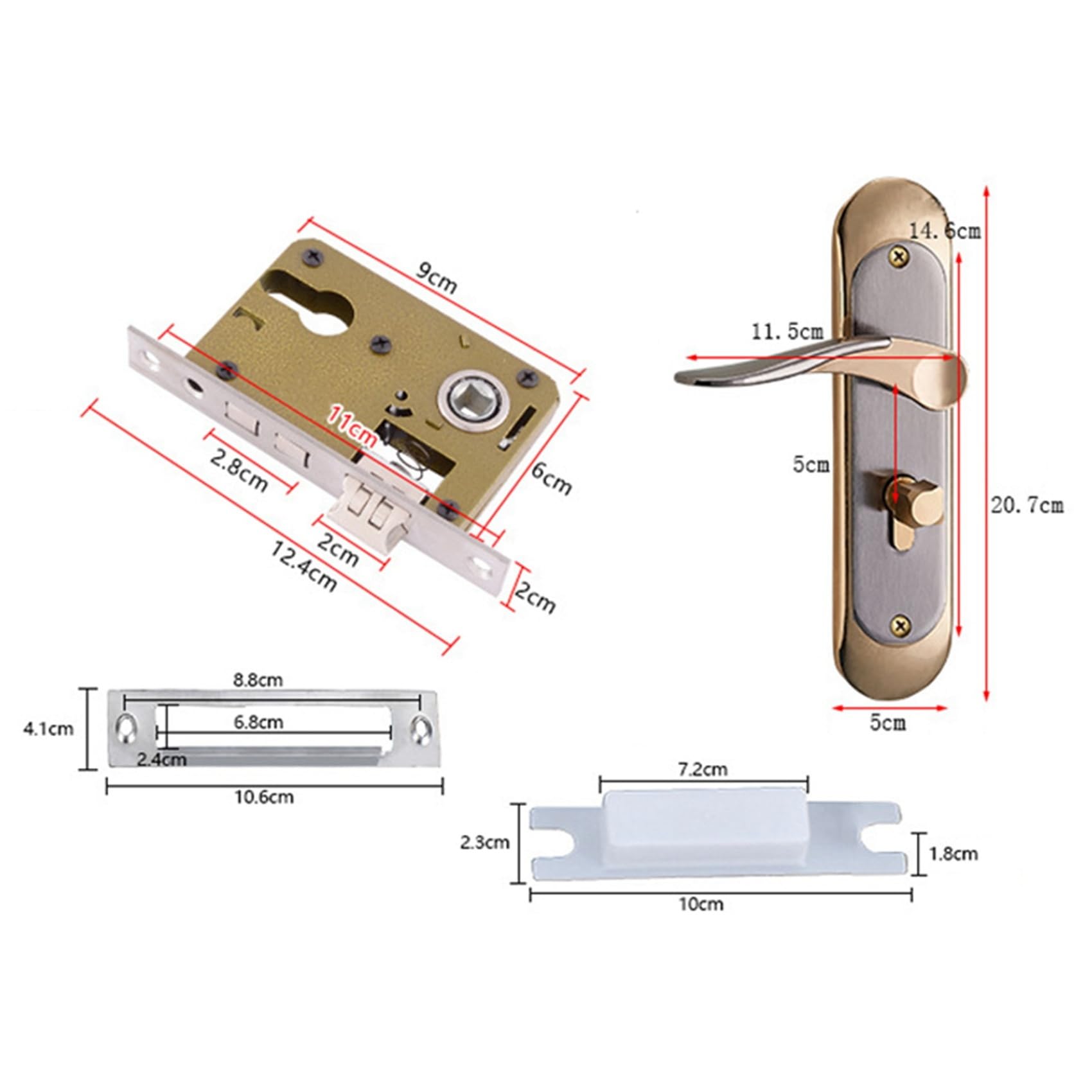 Manija de puerta interior del hogar 3X para el hogar con cerradura de seguridad Juego de llaves de aleación de aluminio