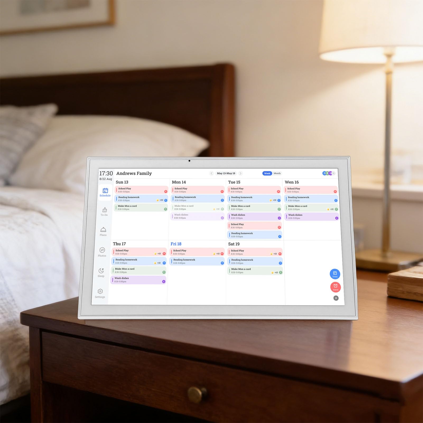 Jectse Elektronischer Kalender, Familienplaner mit 21,5-Zoll-Touchscreen, Digitales Arbeitsdiagramm mit KI-Porträt, Digitaler Bilderrahmen mit 1920 X 1080 Pixeln, Tisch- oder Wandmontage, ß