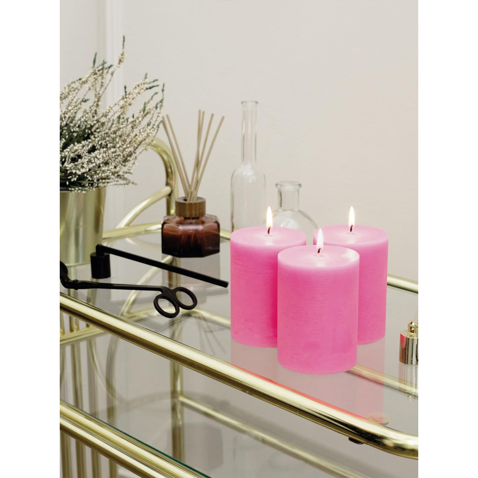 Amazon.co.jp: CANDWAX 3x4 ピラーキャンドル 3個セット - 装飾的な