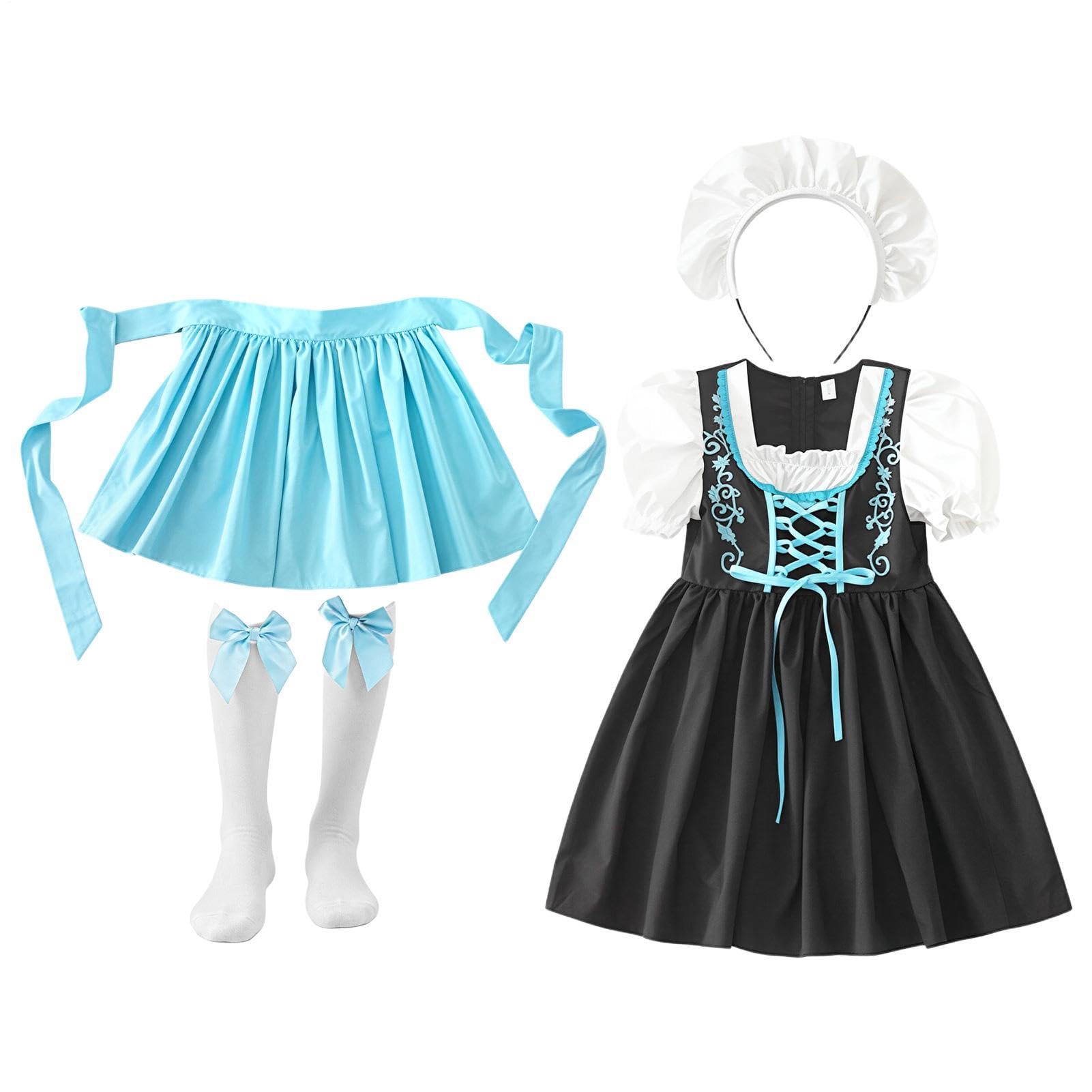Costume da cameriera bavarese, 3-12 anni, stile bavarese, per Halloween