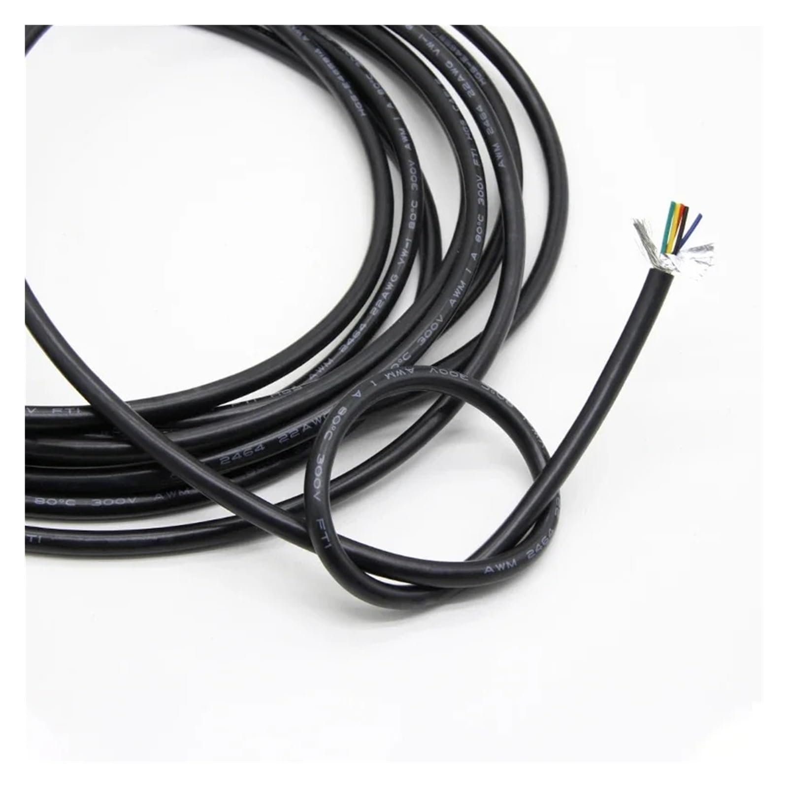 cavo audio schermato, Cavo Schermato 2/5/10M Nero UL2464 26 24 22AWG Canale Linea Audio(Black 24awg 10m,5 Cores)