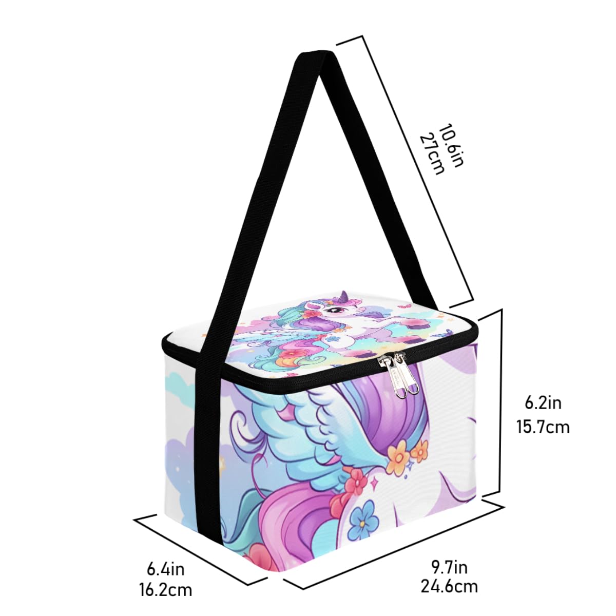 GzLeyigou Lunch Bags for Women Men 9 Cans,Unicorn Fly Hot & Cold Food Delivery Bag Insulated Grocery Bag Insulated Lunch Box Funny Unicorn Cooler Bag for Office Work Picnic Beach