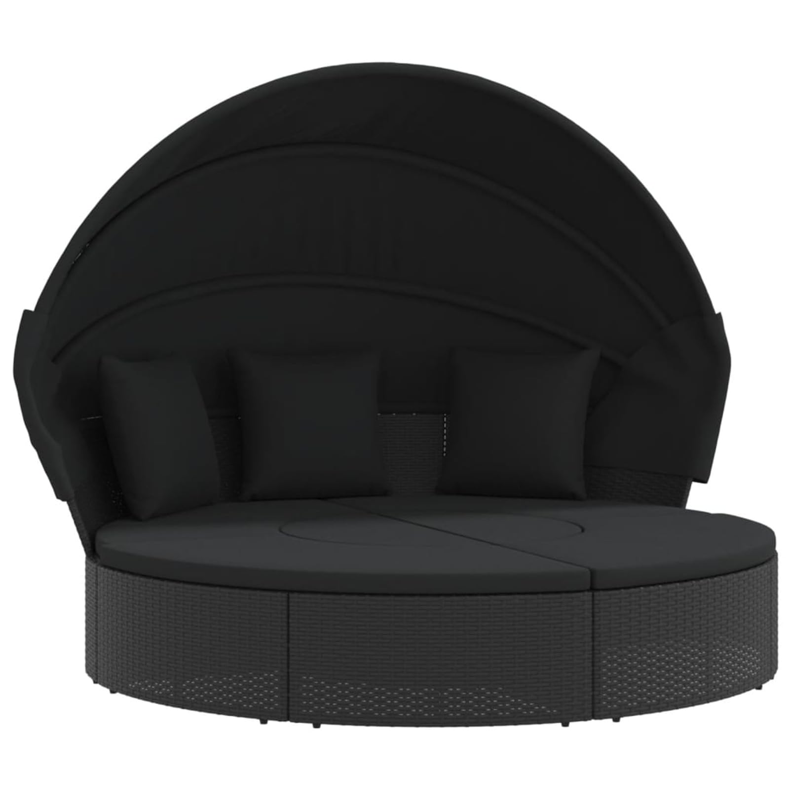 Homgoday Lit de Repos d'extérieur avec Auvent et Coussins Résine Tressée, Bain de Soleil de Jardin, Lit de Camping pour Plage, Extérieur, Balcon, Terrasse C