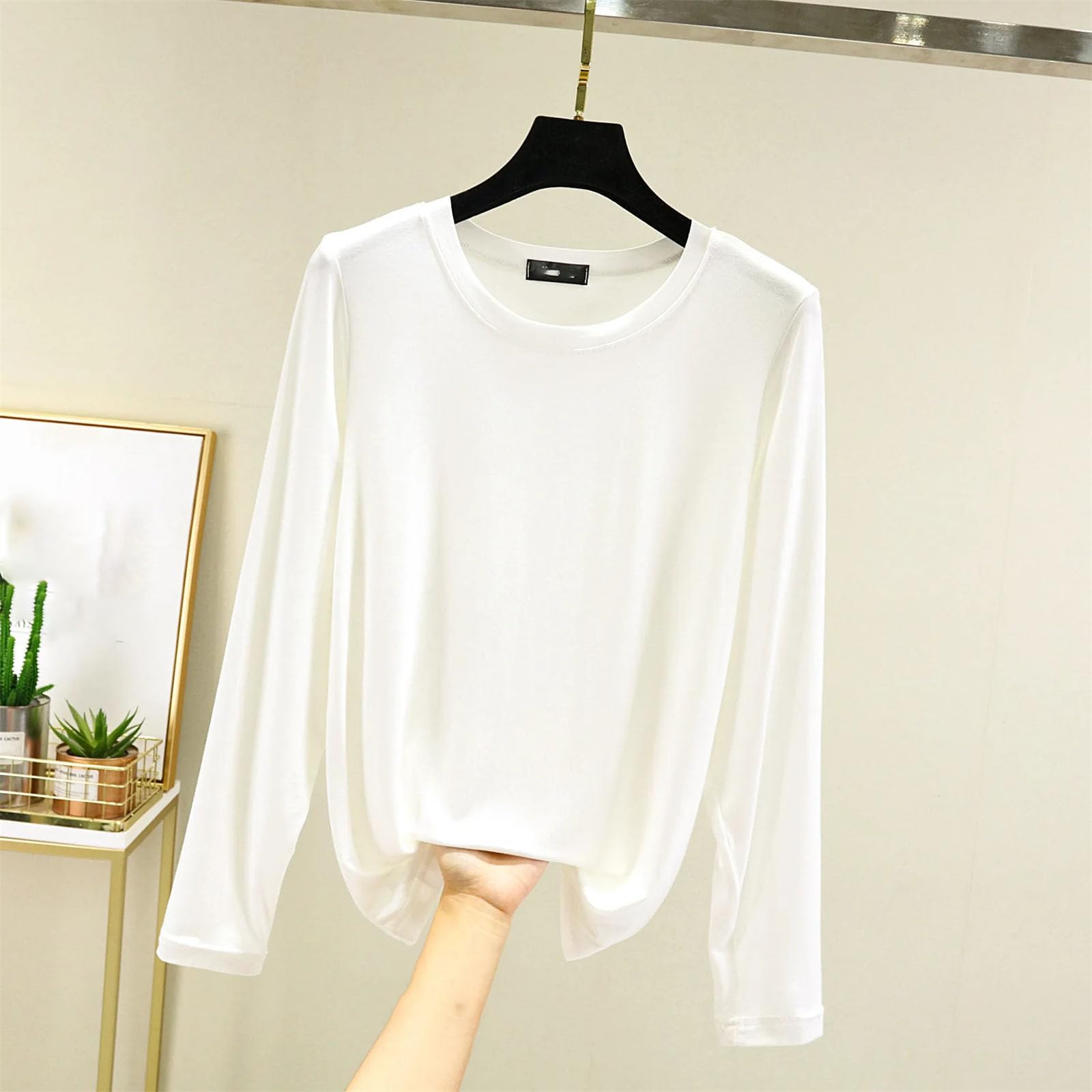 Girocollo Bottoming Camicia Maniche Lunghe Donna Slim Fit T-Shirt Abbigliamento Casa T-Shirt Top