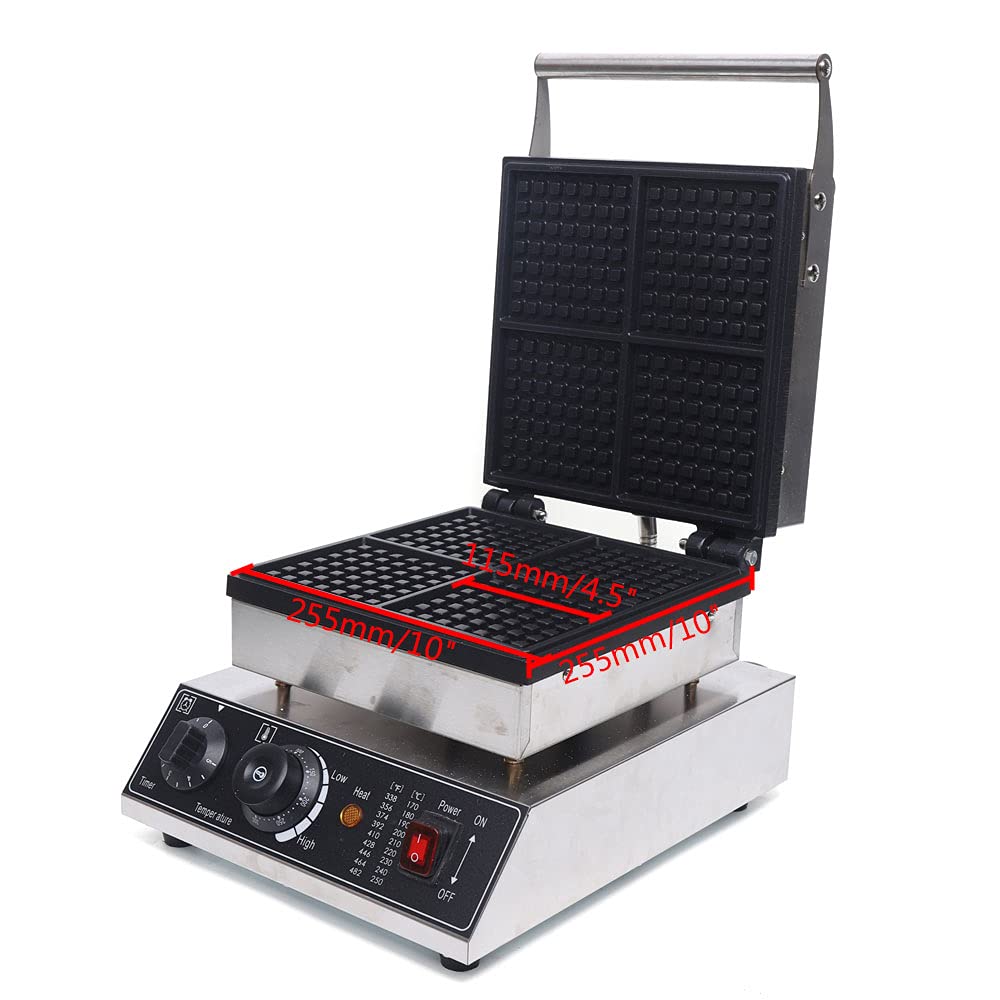 Piastra per waffle, 1750 W, rivestimento antiaderente piastre per waffle automatica con controllo della temperatura e timer Macchina per waffle commerciale