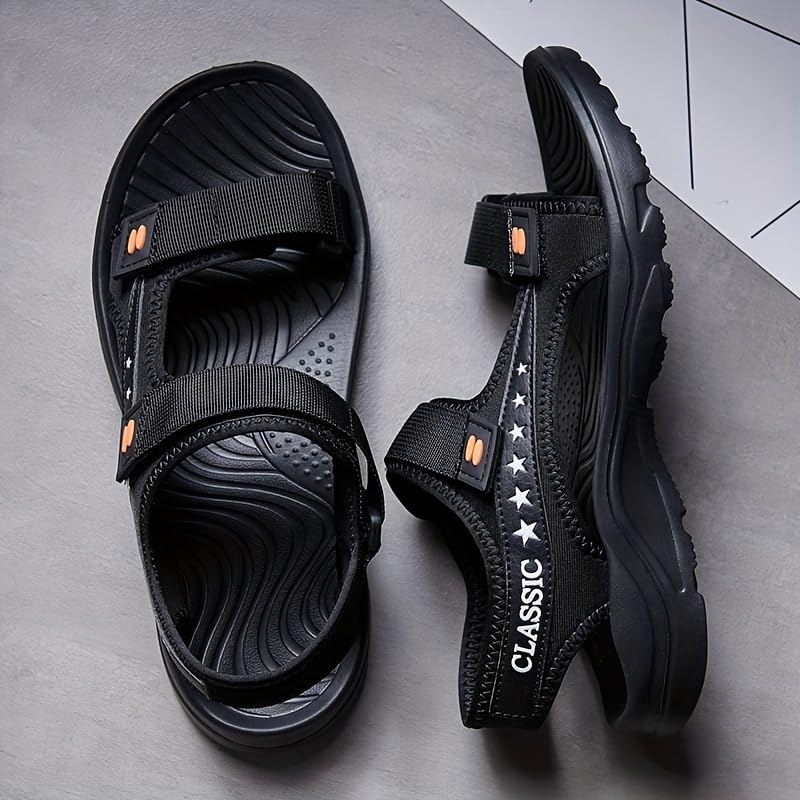 Men's Comfy Breathable Open-Toe Sandals with Hook & Loop Fastener - Non-Slip EVA Sole Beach Water Shoes for Casual Wear3