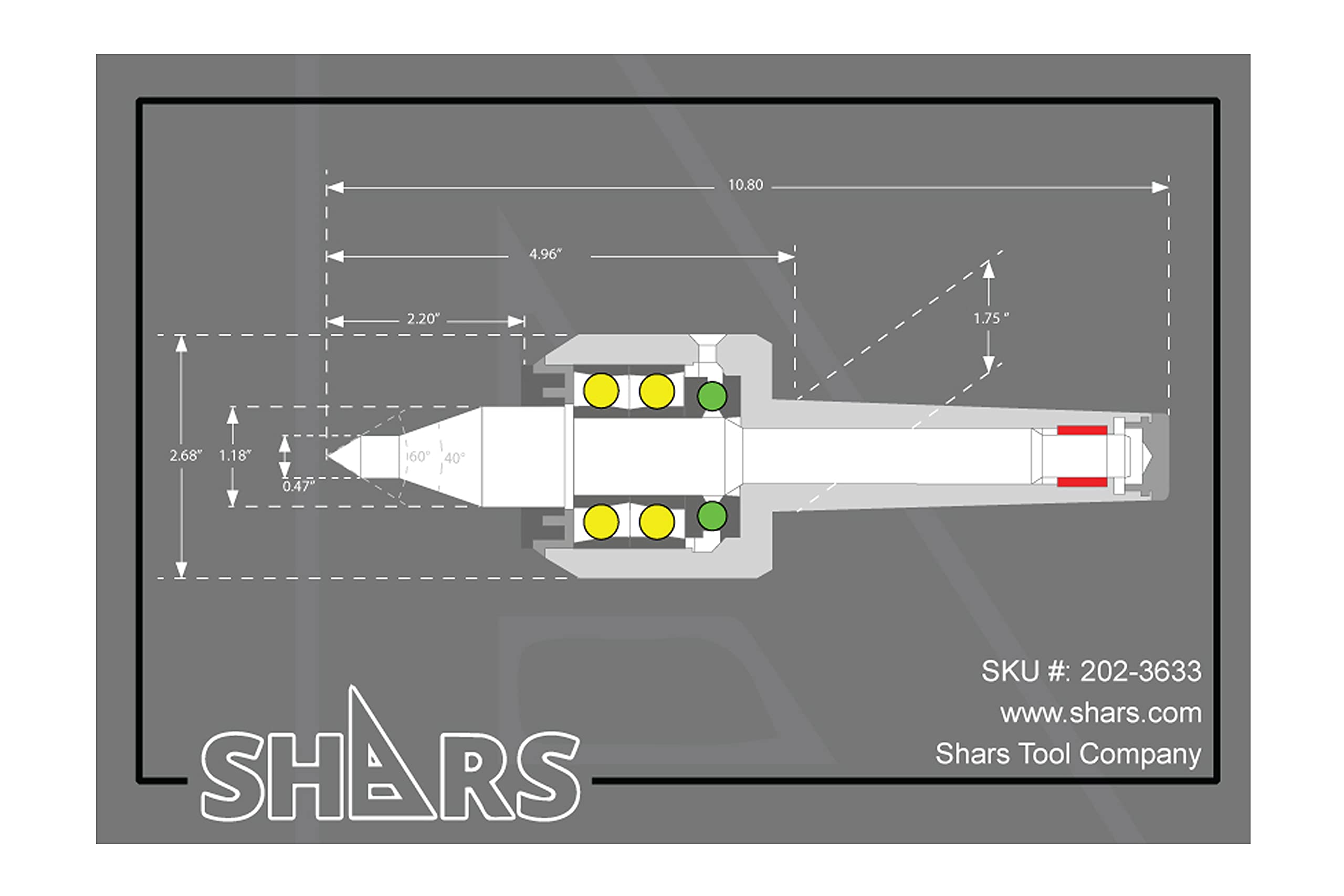Shars MT Long Nose Ultra Precision Medium Duty CNC Live Center (5MT 202-3633) M[