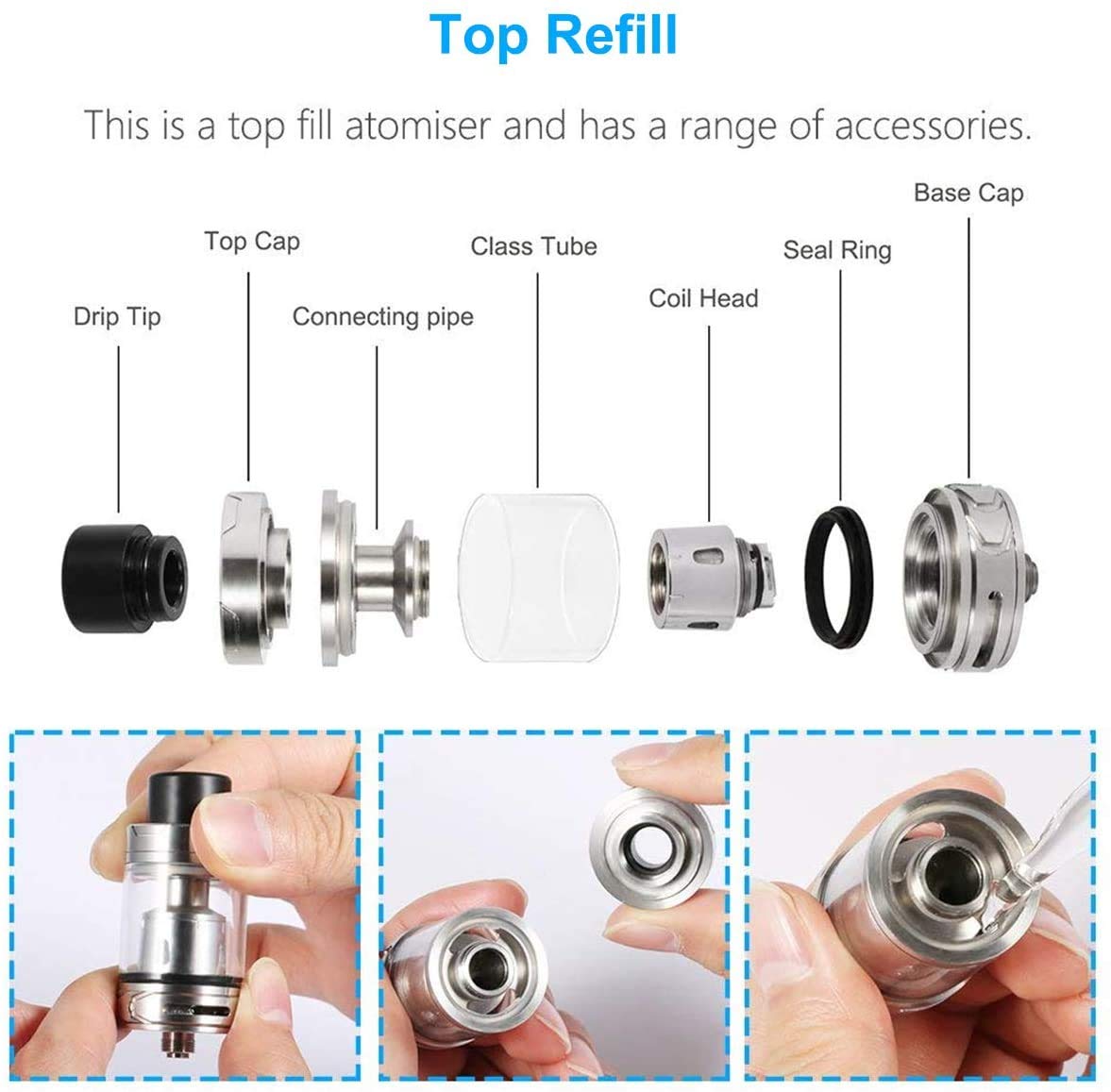 DORNVAP E-Cigarette Starter Set 5 x 10 ml E Liquids, Steamer Kit with 2200  mAh