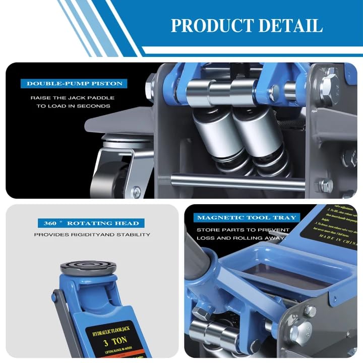 Amazon.com: LARBANKE 3T Heavy-Duty Floor Jack with Magnetic Tray