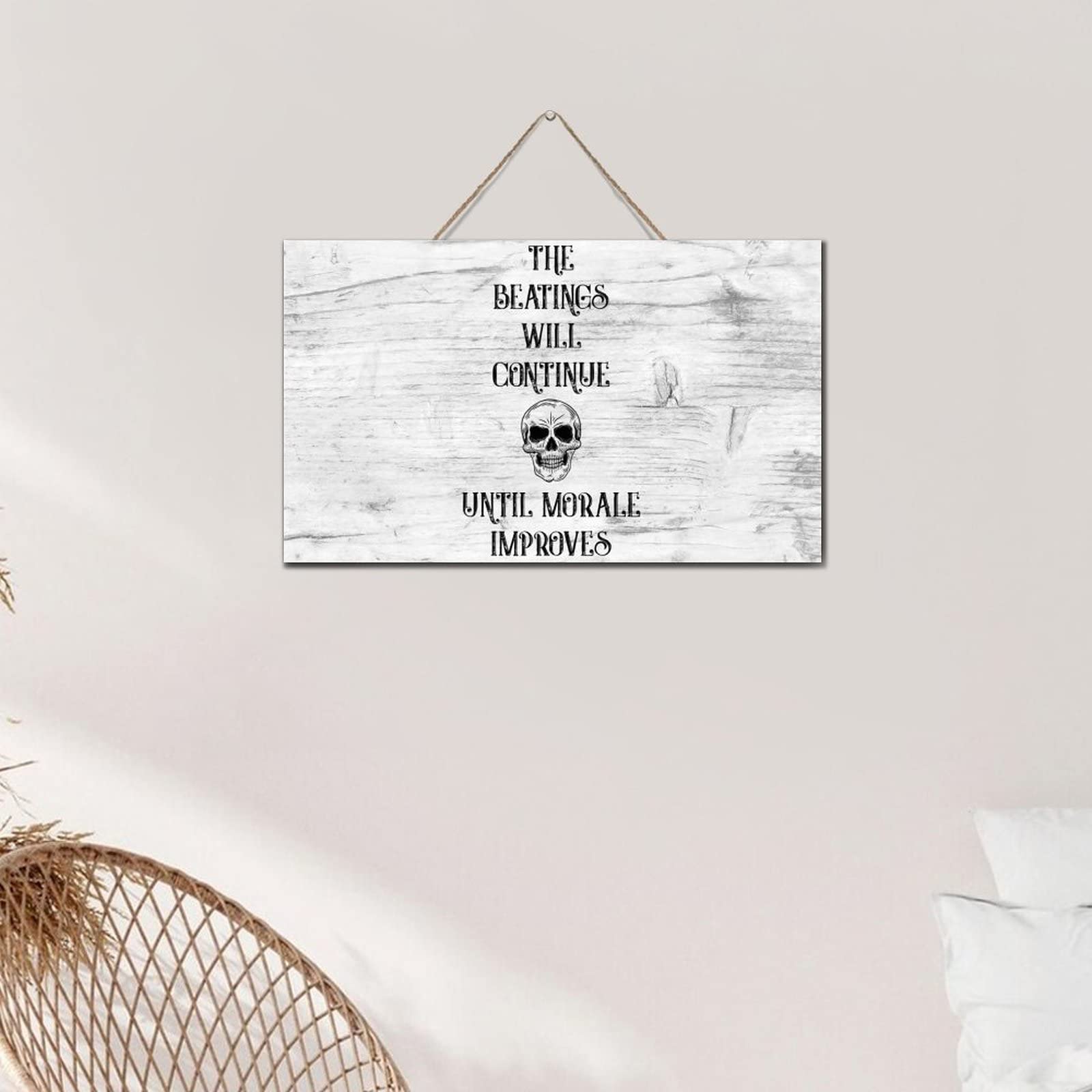 Targa Decorativa In Metallo Con Slogan Pirata - 'The Beatings Will