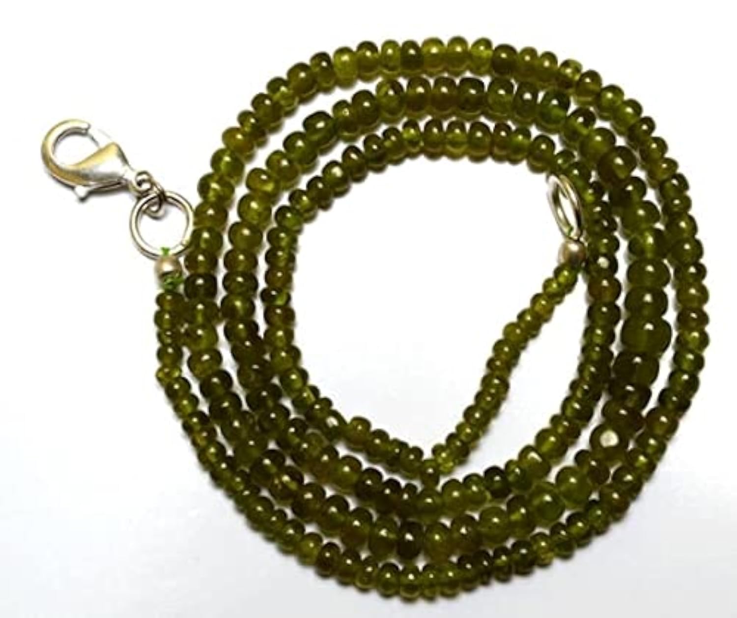 Collier en vésuvianite verte LKBEADS, perles rondelles lisses pour un style bohème