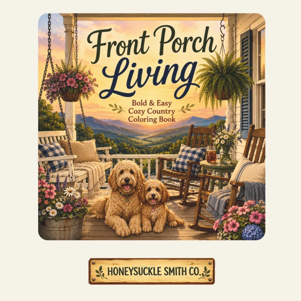 Front Porch Living: Bold & Easy Cozy Country Coloring Book