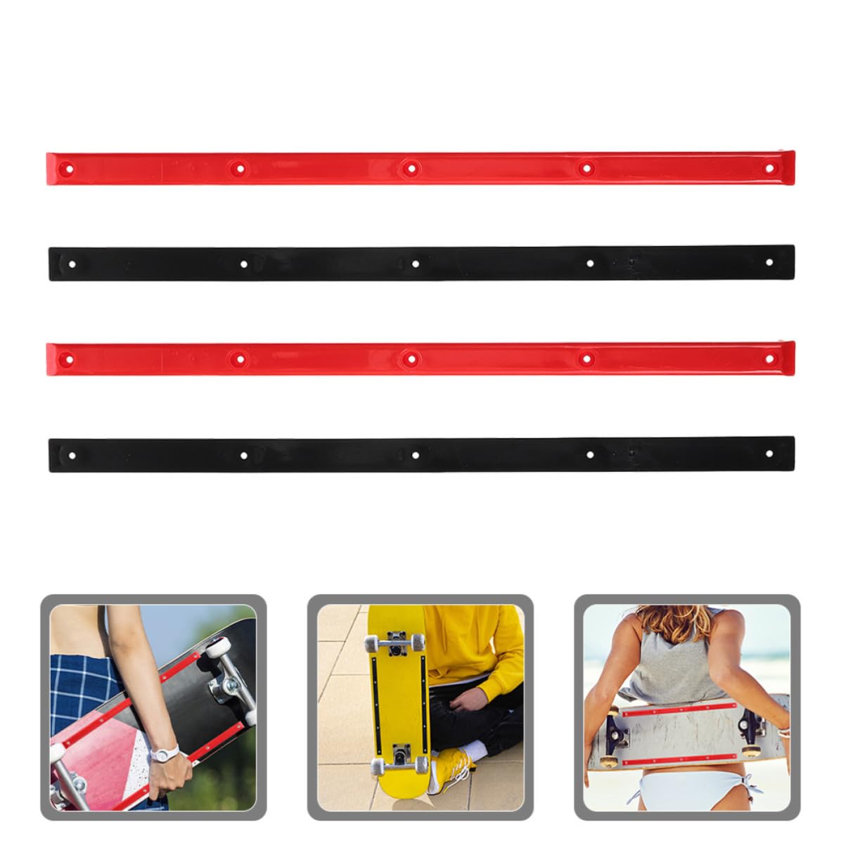 Cabilock 16 Piezas Riel Anticolisión para Longboards, Plástico, Uso