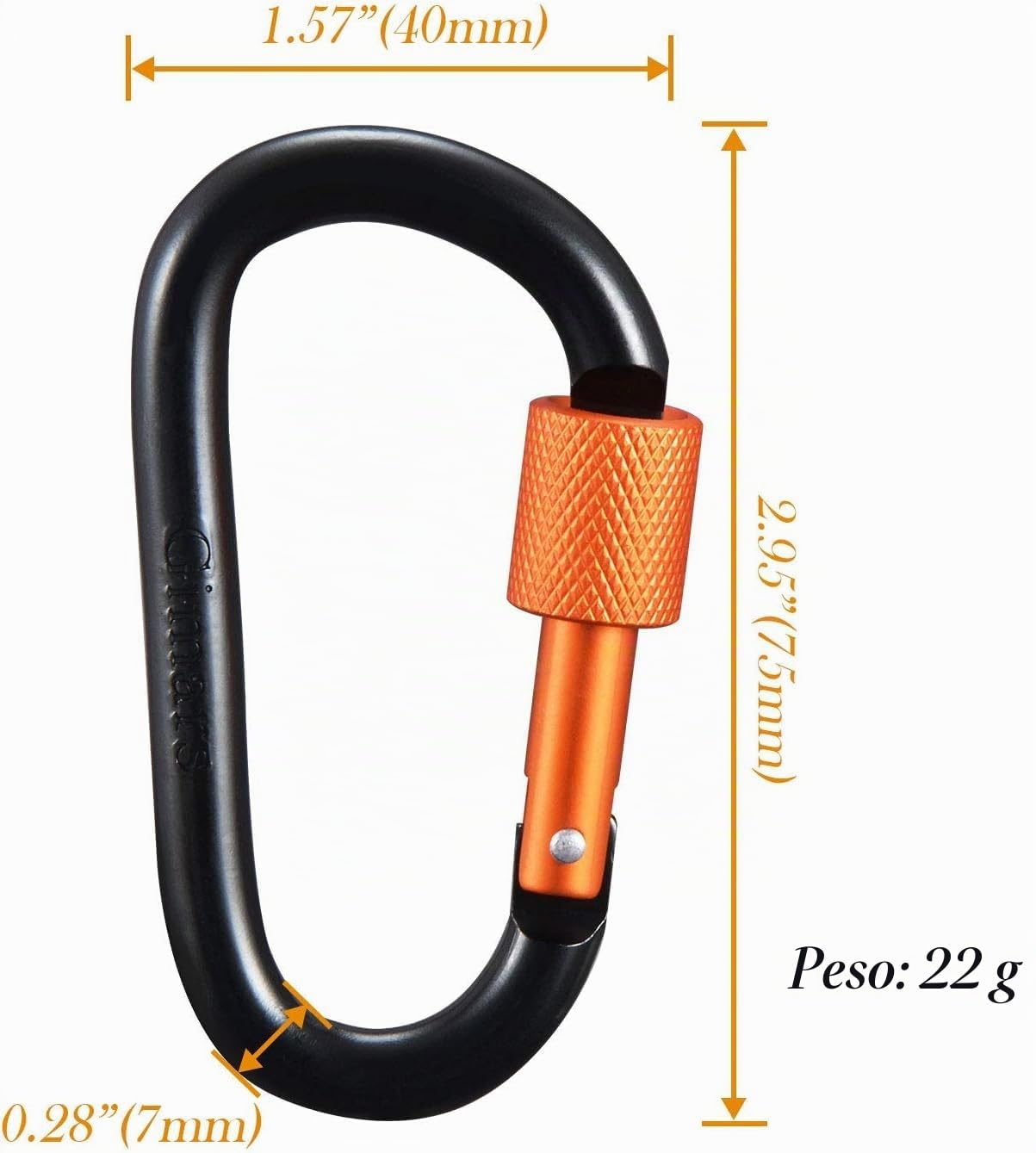 Gimars Upgrade 8cm*10pz Moschettoni con Tappo a Vite Colorati,Moschettoni in lega di Alluminio Froma D Portachiavi Oggetti Moschettone Gancio per Campeggio Pesca Trekking Viaggio