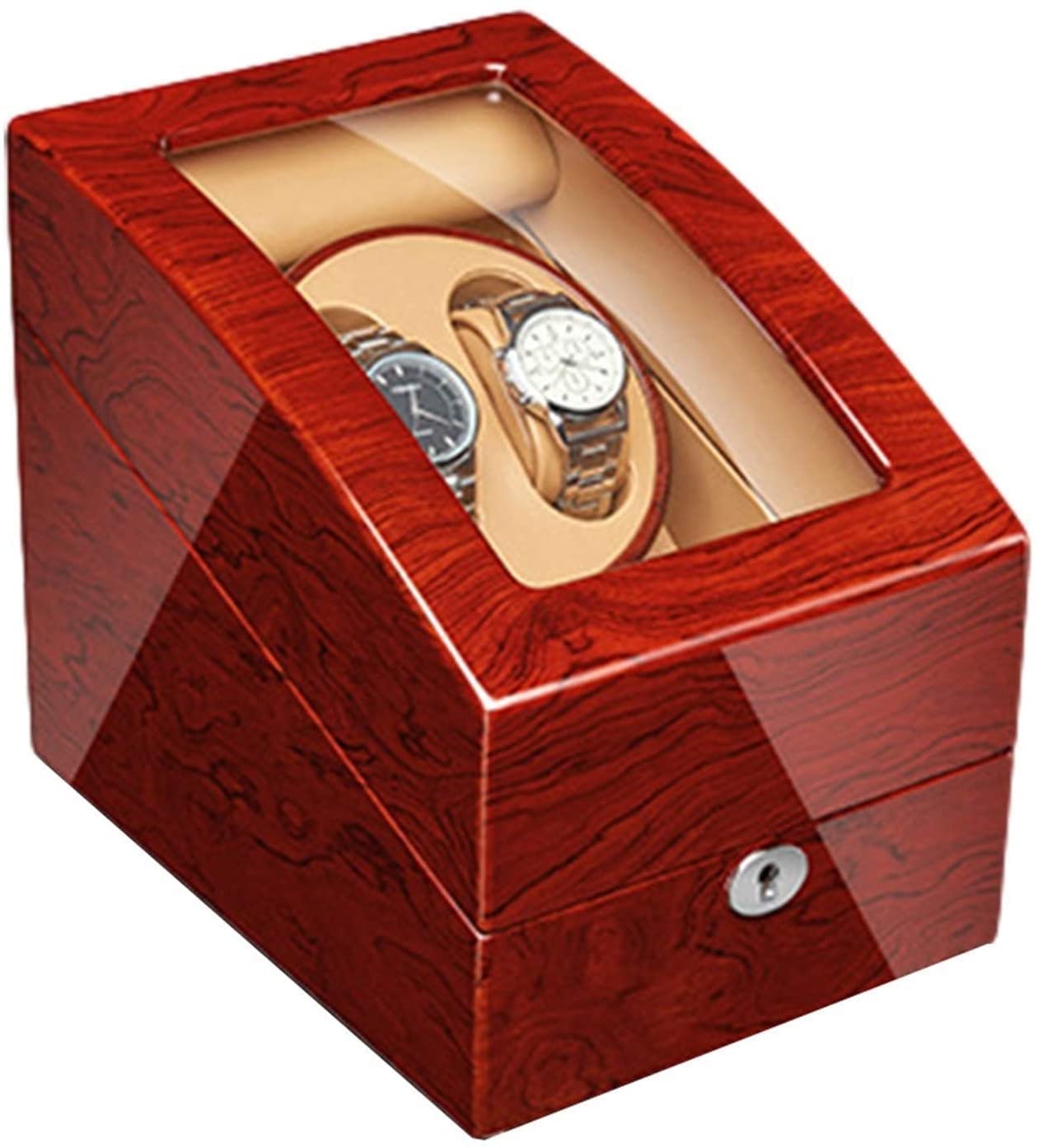 CGCSYZ Automatic Watch Winder with Quiet Motor Solid Wood Piano Finish 4 Rotation Mode Settings for Men Women Wrist Watch (4+6)