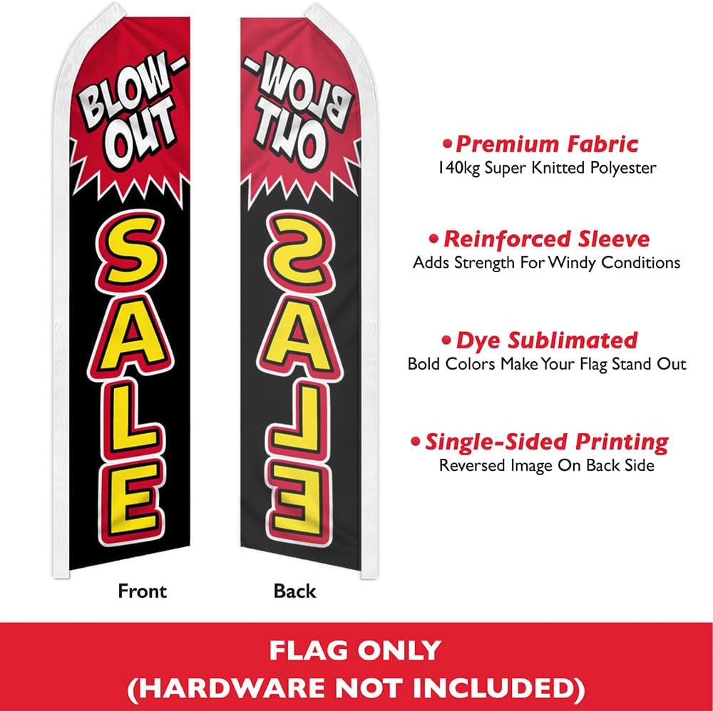 Blow Out Sale Swooper Feather Flag - Great for Furniture Stores, Car Lots, and Businesses
