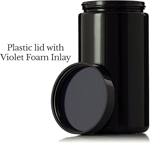 Miniatura 6 de Tarro de vidrio ultravioleta negro con tapa | Recipiente hermético a prueba de olores de 16.9 fl oz de 16 onzas | Almacenamiento de hierbas de