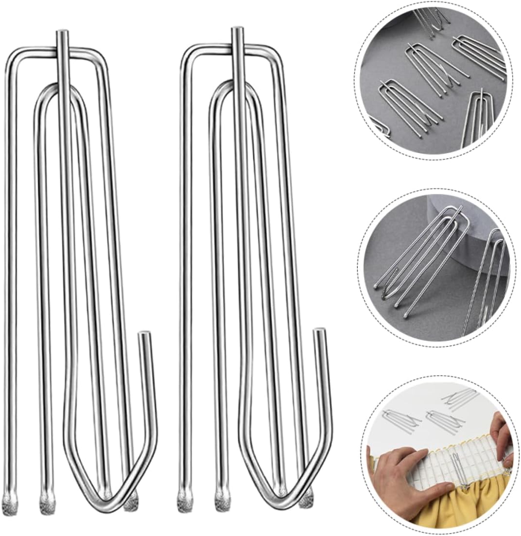 Luxshiny 60pcs Stainless Steel Four Claw Hooks for Drapery Pleated Curtains Hooks Easy Install for Home Office Decor