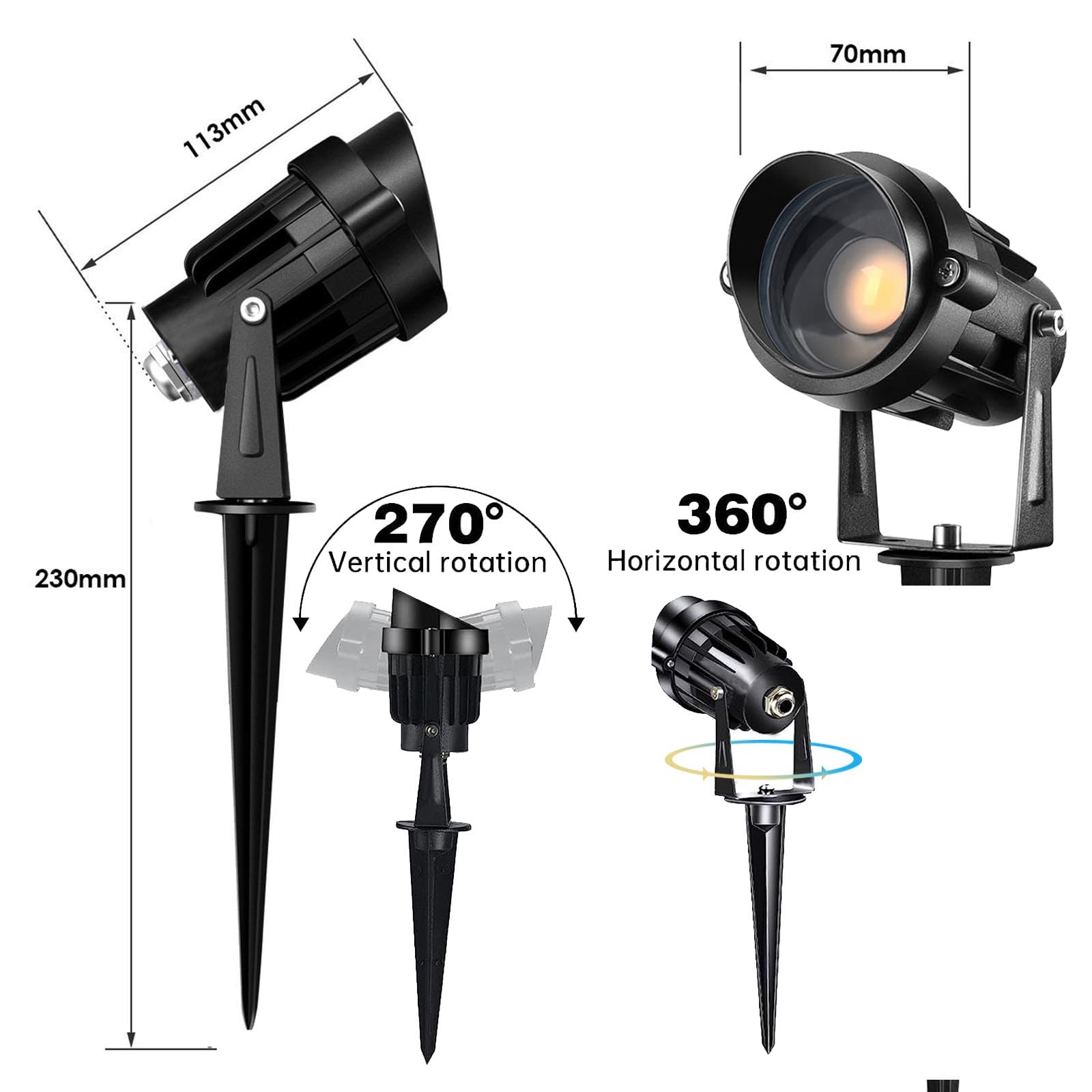 Garten Spot Lichter im Freien Spotlight Garten Spike Lampe Stromversorgung Elektrische 7W 12V Niedrigsspannung Landschaft Lampe IP66 wasserdichte LED Patio Yard Pathway Baum Rasen Zaun(4P)