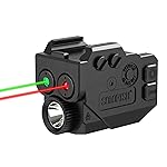 SOLOFISH 500 Lumens Pistol Light Laser Combo, Slidable Red Green Laser and Gun Light with Strobe & Memory Fits Full Size & Compact Rail, Rechargeable