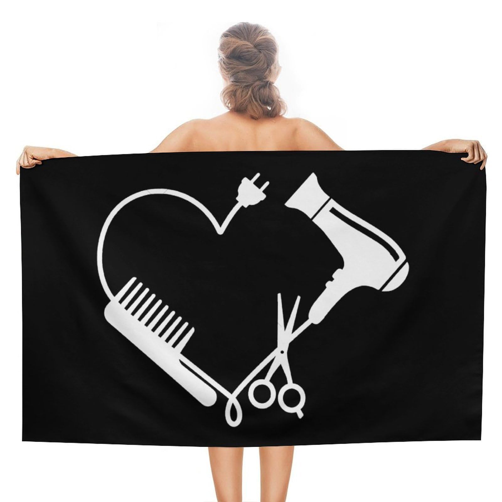 Nclqvjxzkhw Women's Style Hairdresser Hairstylist Love Barber Tool 1 Beach Towel For Adults Lightweight Bath Towels Swim Travel Gym Sports 130×80Cm