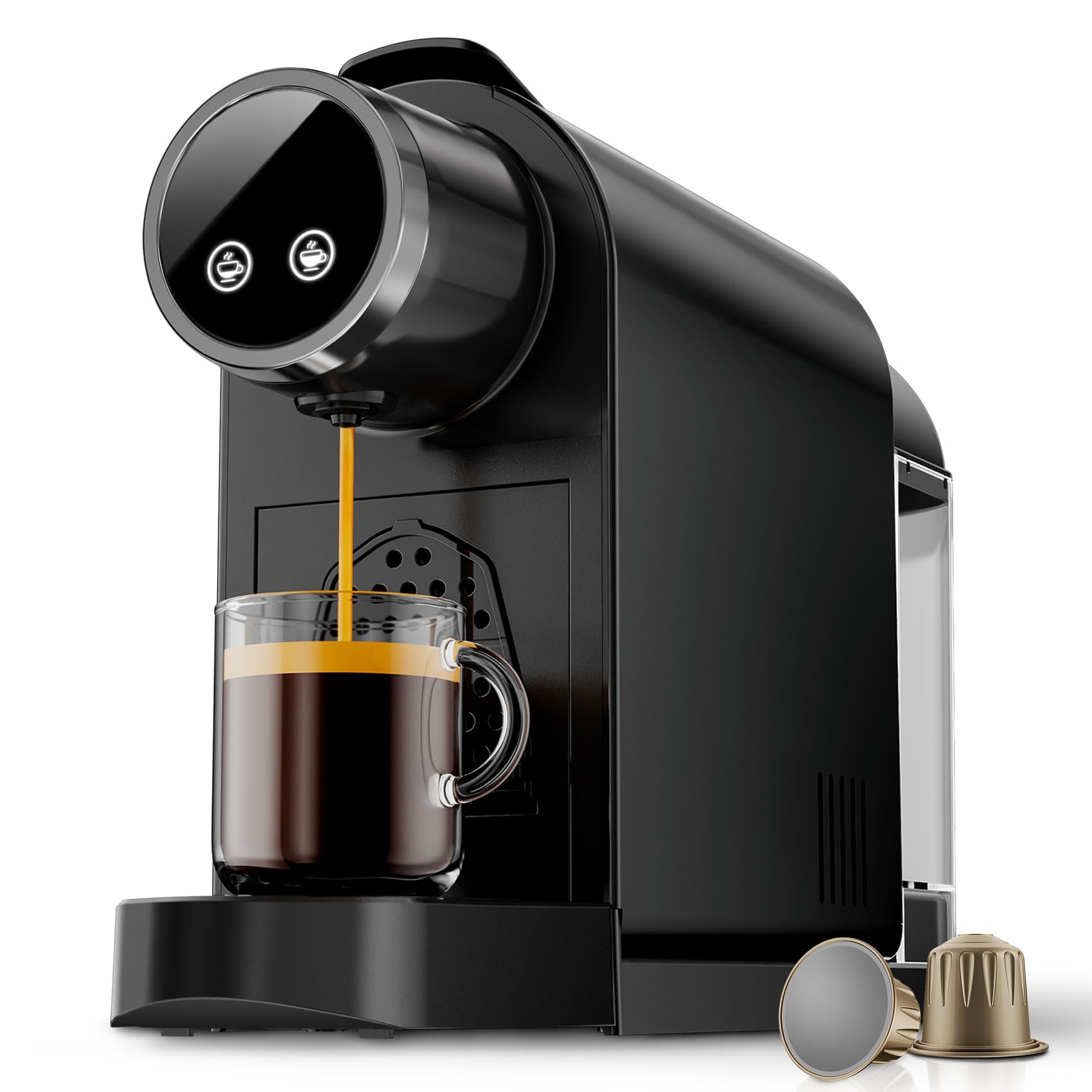 CONOYAR Capsule Coffee Machine Compatible with Nespresso Original, Coffee Maker Machine with 2 Brew Sizes, 19Bar Espresso Machine with 800ML Detachable Water Tank Easy Brew latte, Cappuccino and More