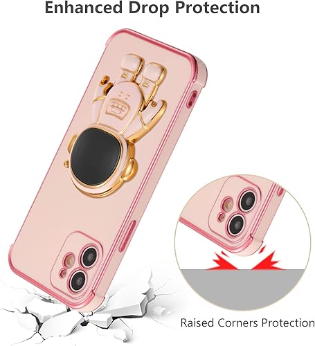 Miniatura 5 de RALEAVO Funda para iPhone 11, bonita funda de astronauta 6D con función atril, cubierta de lujo enchapado en lujo, ajuste delgado, TPU suave, a