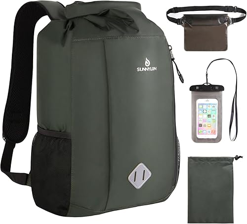 Mochila seca de 20 L, impermeable, con bolsa para la cintura y funda para teléfono, bolsa seca enrollable para kayak, playa, rafting, canotaje,