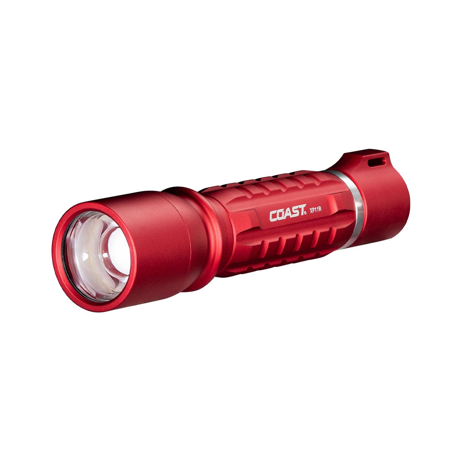 Coast XP11R 2600 Lumen USB-C Rechargeable LED Flashlight with Slide Focus® and Pure Beam® Focusing Optic, 4 Light Modes, Red