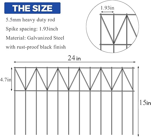 Miniatura 2 de GRELWT Paquete de 5 vallas de barrera de animales de 24 pulgadas de largo x 15 pulgadas de alto, valla subterránea sin excavación, estacas