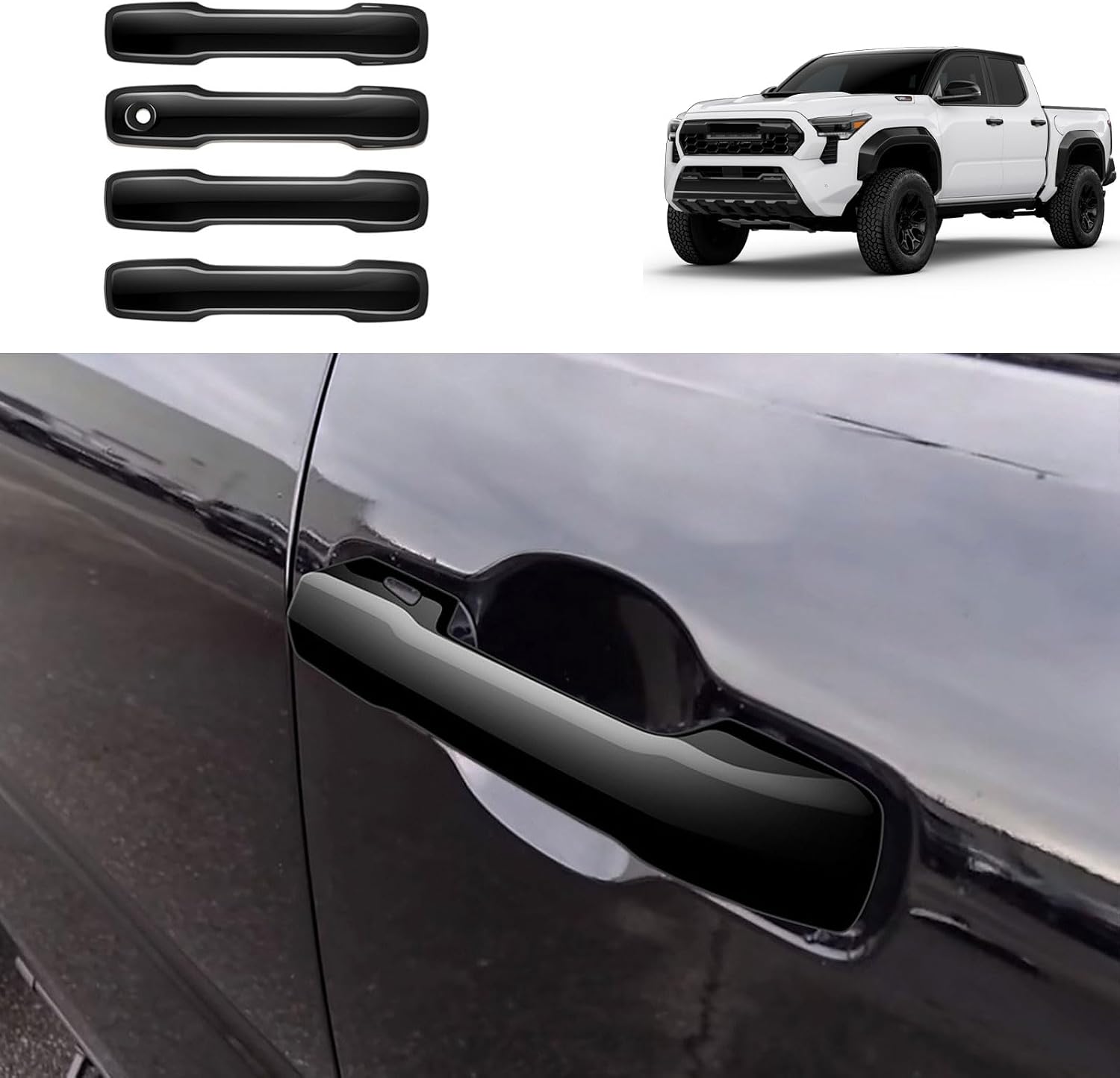 Car Accessories Compatible with Toyota Tacoma 2024 2025 2026 IExterior Door Handle Cover Trim Frame Molding Sticker ABS 8PCS(Carbon Fiber Style)