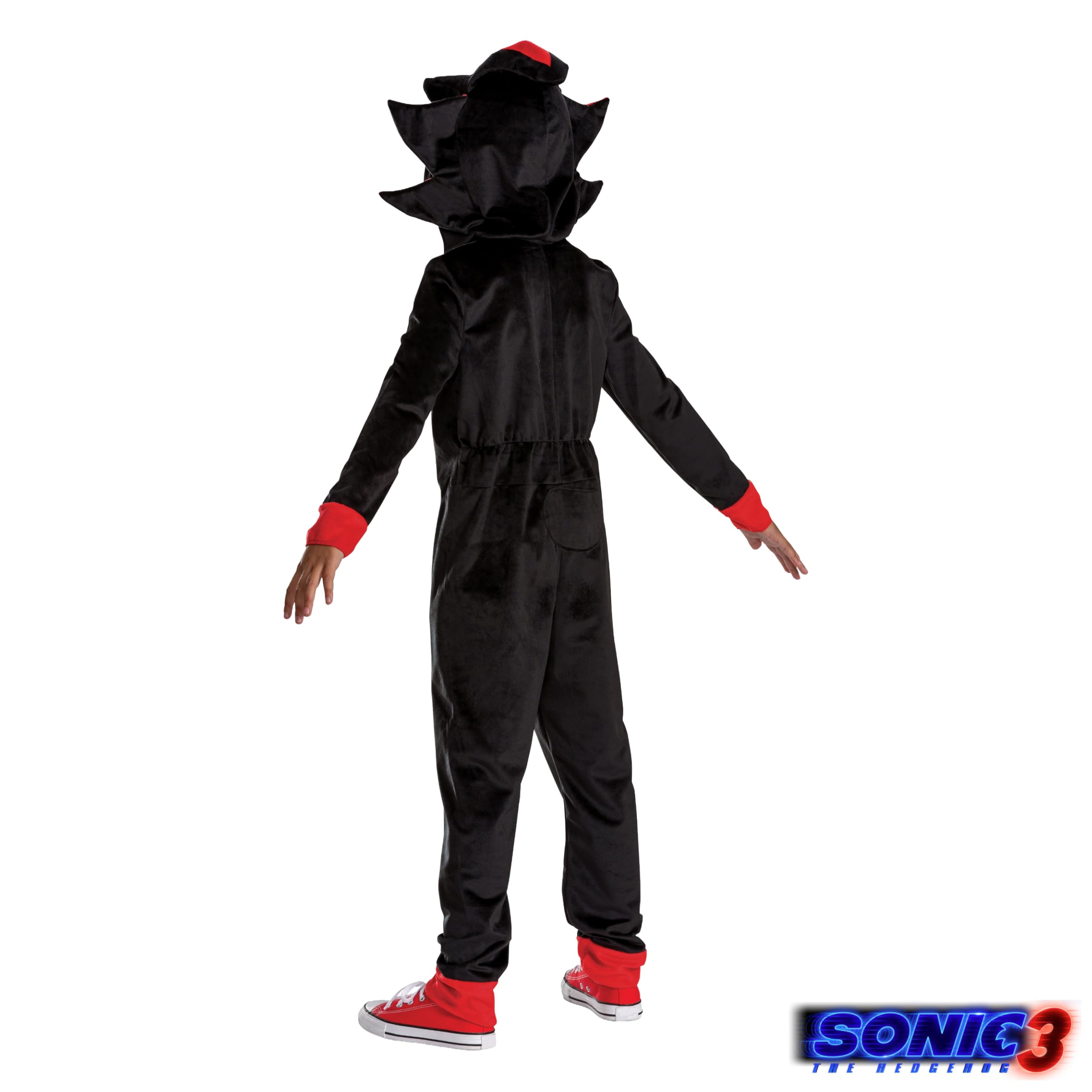 DISGUISE Sonic 3 Shadow Fancy Dress Jumpsuit for Kids, Official Sonic the Hedgehog by, Soft Fabric, Fabric Hood with Dimensional Quills and Ears, Unisex, for Ages 4-5, 7-8 and 10-12 years