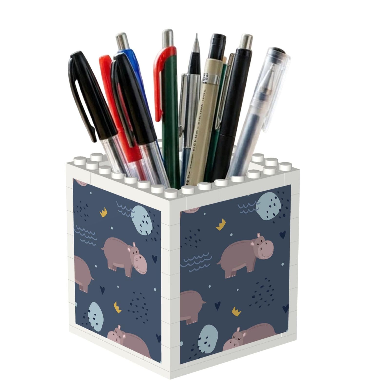 Poadnly Hippo Animal, Pen Pot Pencil Holder for Office Home School, Compact Desk Organiser for Office Stationery
