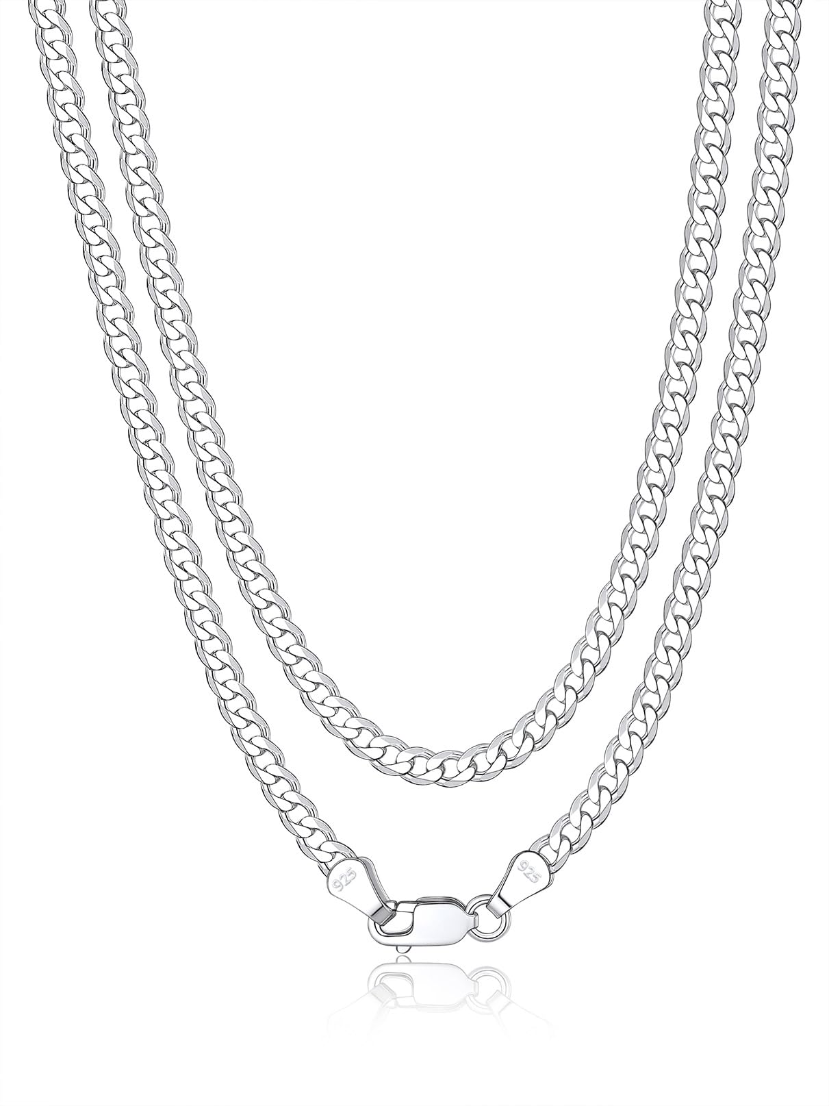 Bandmax 925 Silber Kette Herren Panzerkette 3/5mm breit Damen Kubanische Kette Silber 925 Panzer Halskette Gliederkette Silber Halsreif Halsschmuck mit Geschenkbox, Länge 36-71cm