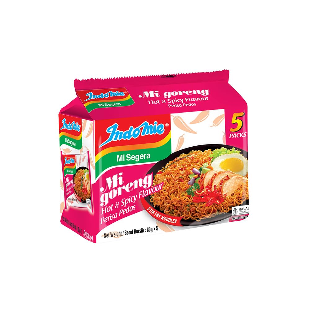 IndomieMi Goreng Instant Noodles, Halal Certified, Original Flavor, 3 Ounce (Pack of 5)