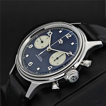 美品　SEAKOSS 手巻き　1963 クロノグラフ　箱付　希少　ブルー Amazon | SEAKOSS 1963 クロノグラフ 機械式時計 アナログ 時計
