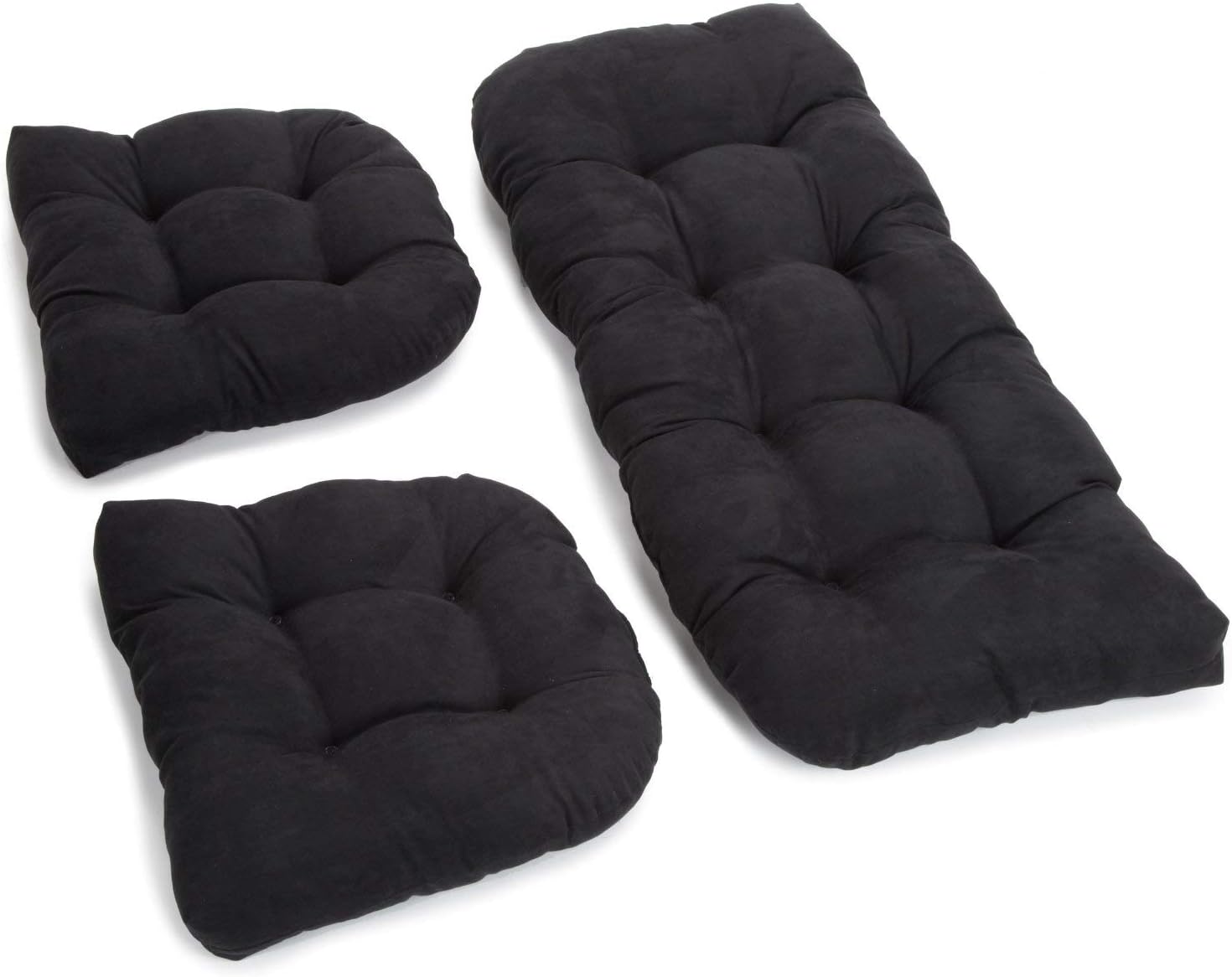 Blazing Needles, L.P. Microsuede Rounded Back Set Settee Cushions, 42 x 19, Black, 3 Count