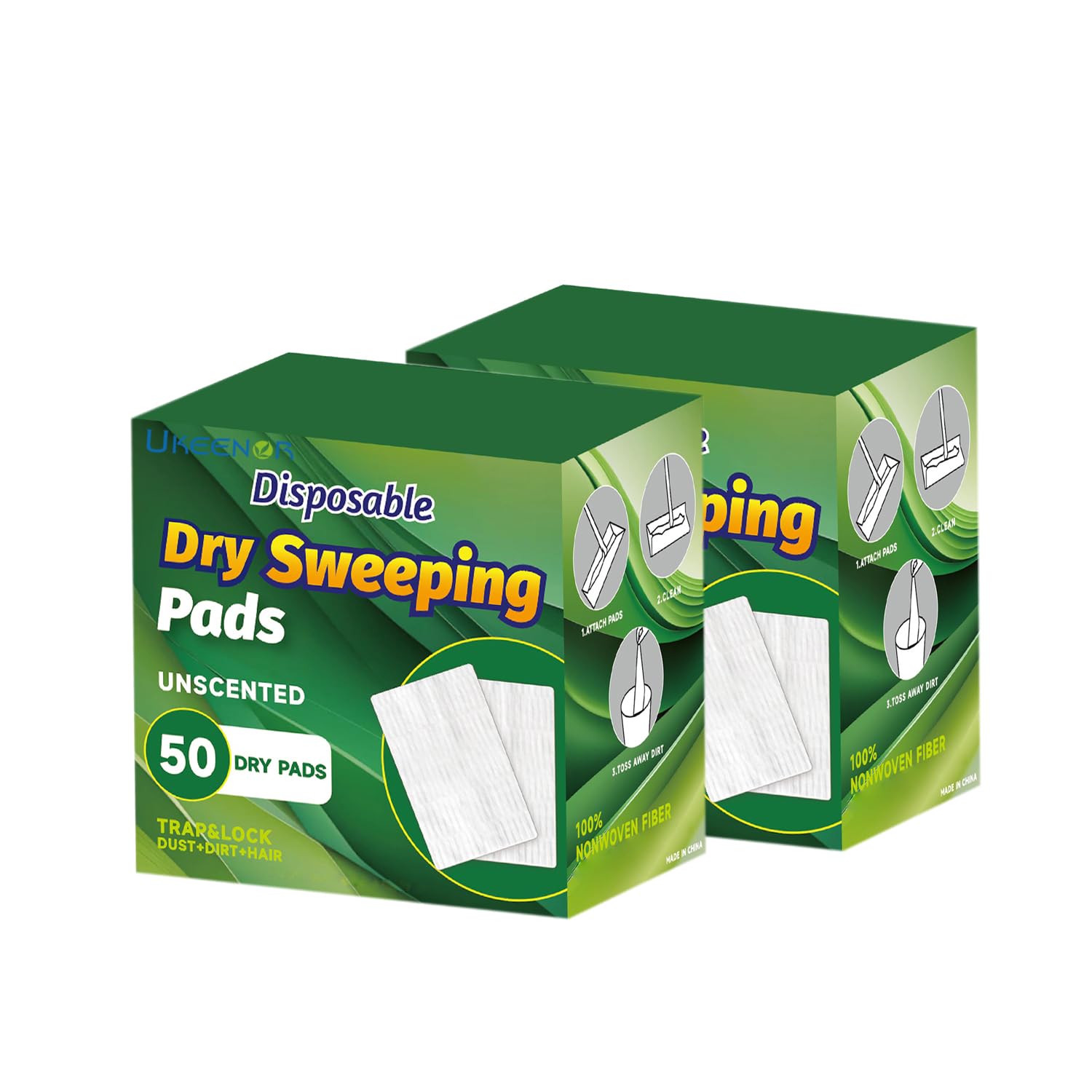 UKEENOR Dry Mop Refills 100 Counts Disposable Dusting Cloths Dry Sweeping Refills Dry Duster Cloths Mop Pads Floor Cloth Refills Electrostatic Cloths 7.8