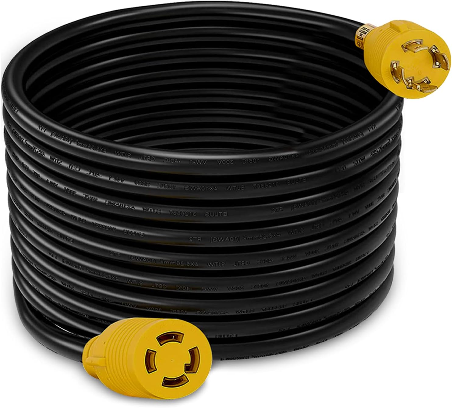 HZXVOGEN 4 Prong 30 Amp 25 Feet Generator Extension Cord, NEMA L14-30P/L14-30R, 125/250V Up to 7500W 10 Gauge SJTW Generator Cord with Cord Organizer, ETL Listed