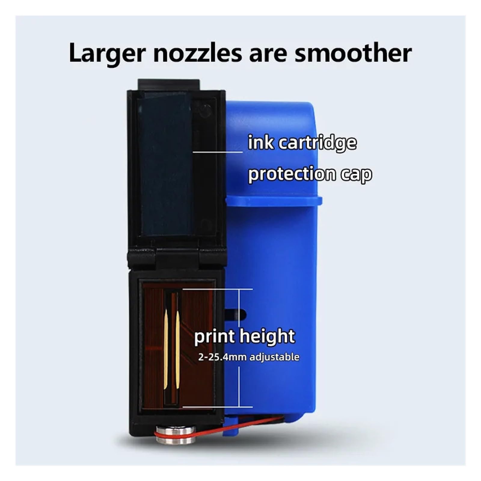 25,4 mm przenośna drukarka atramentowa do etykiet, duże znaki, miniaturowa ręczna drukarka kodów, data produkcji, nadruk logo, trwały tusz Szeroki materiał do druku(Printer-Black Ink)