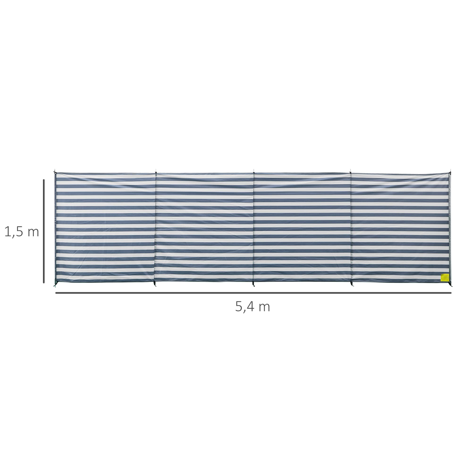 Outsunny Paravent Brise-Vent de Camping Portable Pliable avec Sac de Transport et poteaux en Acier dim. 540 cm x 150 cm Bleu et Blanc