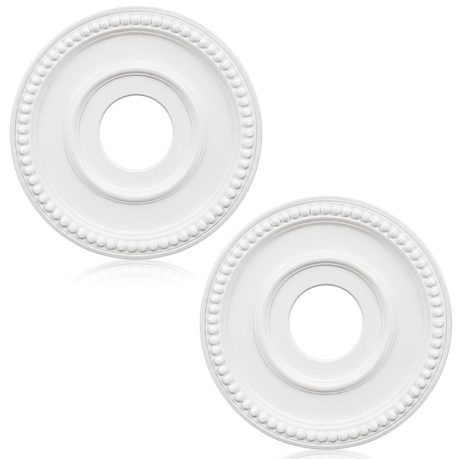 2pcs Ceiling Medallion for Light Fixtures Chandeliers,White,Beaded