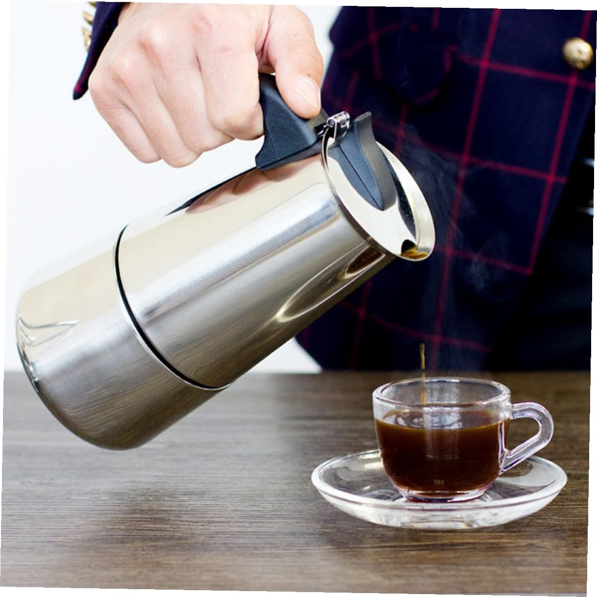 Alipis Cafetière Moka Acier Inoxydable avec Filtre pour Maison Bureau Facile à Nettoyer Utiliser