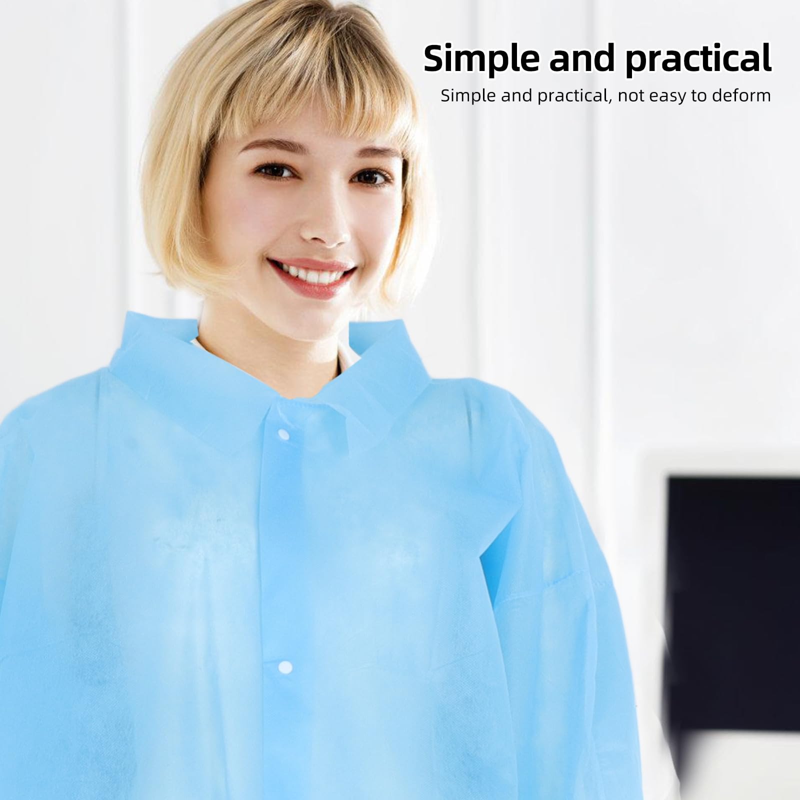 PRETYZOOM 10pièces Blouses de Laboratoire Jetables Tissu Non Tissé Pp Fermeture par Boutons Protection la Poussière pour Hommes et Femmes pour Environnements de Travail et Laboratoires