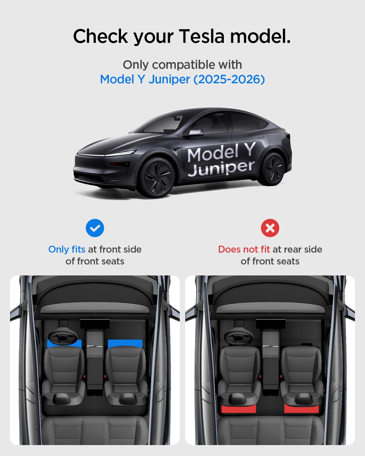 Spigen Tesla Model Y Juniper (Standard/Premium/Performance 2025-2026) [Paquete de 2] Organizador Debajo del Asiento, Compartimento Oculto, Bandeja Oculta, Accesorio Diseñado para Tesla Model Y Juniper