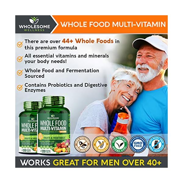 Whole-Food-Multivitamin-for-Men-Natural-Multi-Vitamins-Minerals-Organic-Extracts-Vegan-Vegetarian-Best-for-Daily-Energy-Brain-Heart-Eye-Health-120-Tablets Whole Food Multivitamin for Men - Natural Multi Vitamins, Minerals, Organic Extracts - Vegan Vegetarian - 120 Tablets