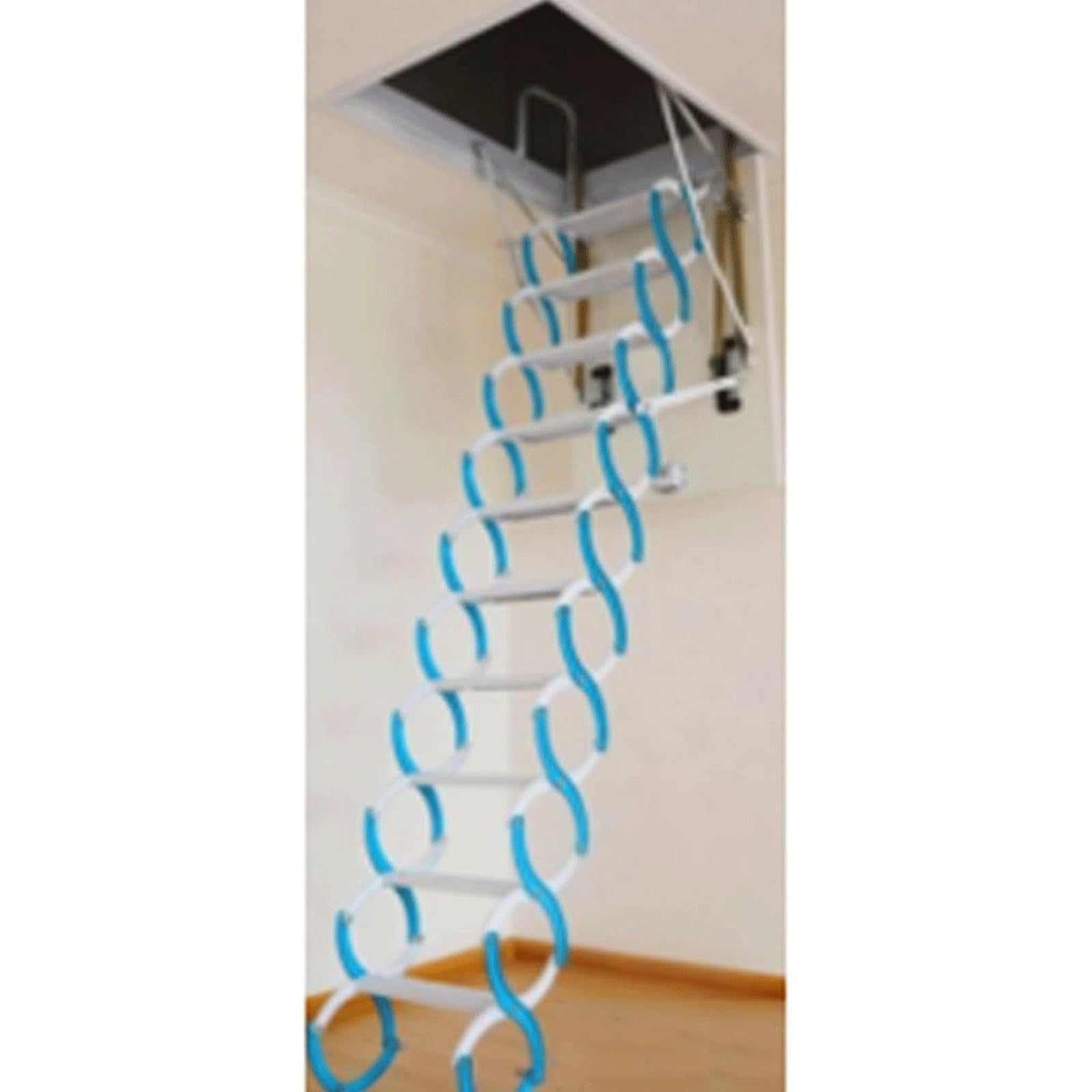 MUYRJLZX Practical Attic Ladder Folding Wall and Ceiling Manual Retractable Telescopic without Armrest (Blue, 70 x 100 cm)