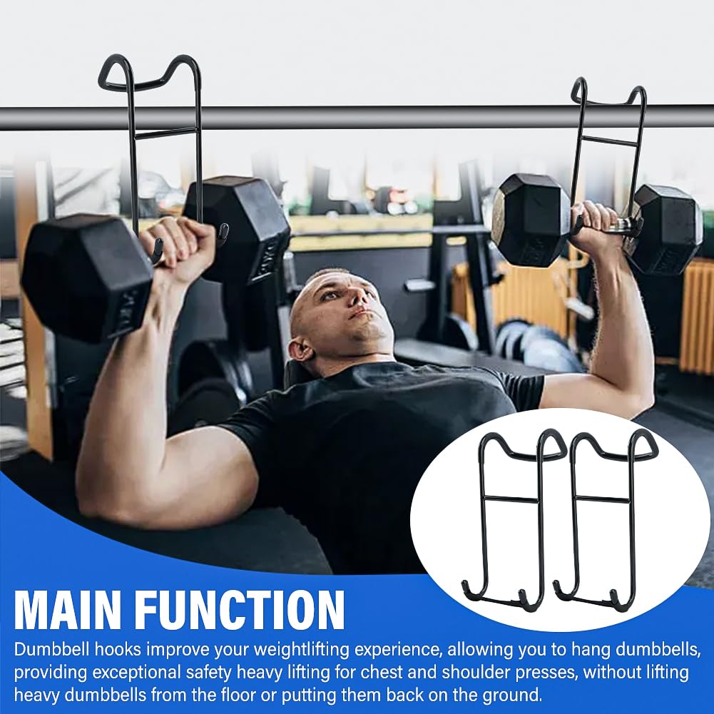 2Pcs Dumbbell Spotter Hooks,Heavy Duty Dumbbell Hooks for Dumbbell Bench Press,Connecting and Hanging Dumbbells to Barbells,Dumbbells Rack Attachments for Hanging Dumbbells