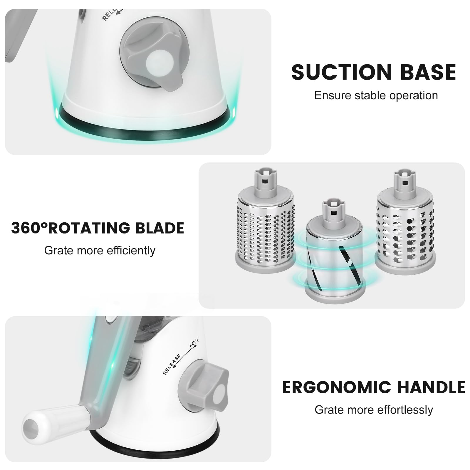 Roterende Kaasrasp Groenteheoel Met Drie Trommelbladen Sneller En Gemakkelijk Snijden Handmatige Groentesnijder Voor Keuken Ideaal Voor Kaas Komkommer Wortel Noten Etc