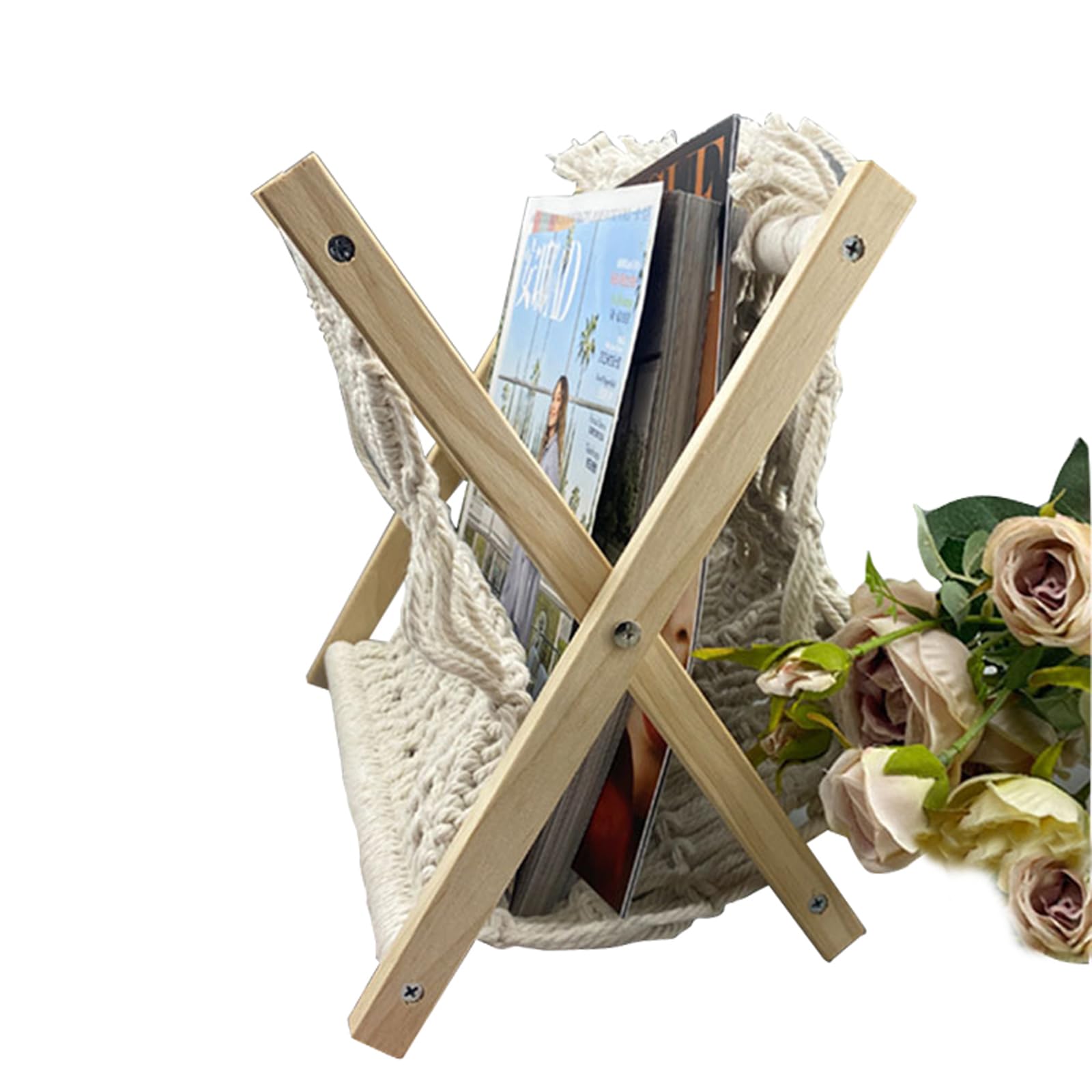 Boho Zeitschriftensammler aus Baumwollseil gewebt